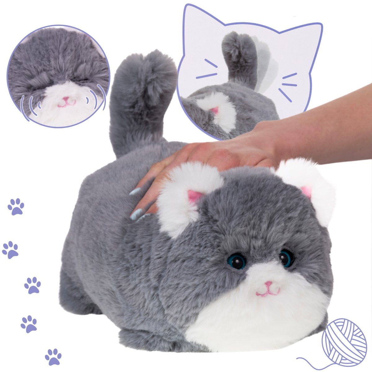 Huggy Luv Interaktywny szary kotek KOCIA, pluszak, zabawka dla dzieci z dzwiękiem 2+