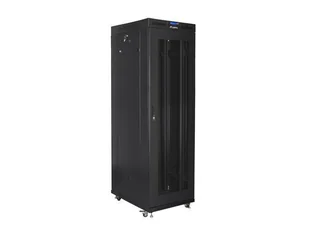Szafa instalacyjna rack stojąca 19" 42u 800x800 drzwi perforowane czarna lanberg lcd (flat pack) FF01-8842-23BL - Szafy rack - miniaturka - grafika 1