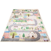 Dywany dla dzieci - Beżowo-kolorowy dywan z miasteczkiem dla dzieci N6-T05 - miniaturka - grafika 1