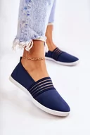Trampki damskie - Tenisówki Damskie Materiałowe Slip-On Granatowe Lilis - Zazoo - miniaturka - grafika 1