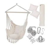 Hamaki - Hamak brazylijski huśtawka krzesło fotel + zestaw montażowy hak sufitowy - miniaturka - grafika 1