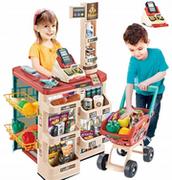 Zabawy w naśladowanie dorosłych - Supermarket wózek na zakupy kasa czytnik 668-78 - miniaturka - grafika 1