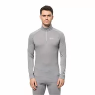 Bielizna sportowa męska - Męska koszulka wełniana Jack Wolfskin ALPSPITZE WOOL L/S HZ M medium grey heather - L - miniaturka - grafika 1