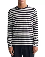 Koszulki męskie - GANT Męski t-shirt w paski LS, Evening Blue, standardowy, niebieski (Evening Blue), M - miniaturka - grafika 1
