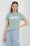Koszulki sportowe damskie - Vans t-shirt bawełniany damski kolor zielony - miniaturka - grafika 1