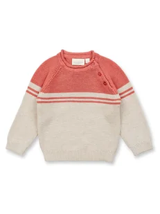 Sense Organics Sweter "Victor" w kolorze beżowo-czerwonym - Bluzy i sweterki niemowlęce - miniaturka - grafika 1