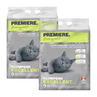 PREMIERE Excellent Żwirek zbrylający o zapachu trawy cytrynowej 2x12 kg - Żwirek dla kotów - miniaturka - grafika 1