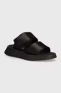 Klapki i japonki damskie - Calvin Klein Jeans klapki SLIDE DOUBLE STRAP SANDAL DC damskie kolor czarny na platformie YW0YW01355 - miniaturka - grafika 1