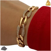 Bransoletki - BRANSOLETKA STAL CHIRURGICZNA ZLOTA Z CYRKONIAMI PREZENT DLA KOBIETY 18K - miniaturka - grafika 1