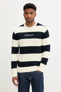 Guess Jeans sweter bawełniany męski kolor beżowy lekki M4BR37 Z3HM1 - Swetry męskie - miniaturka - grafika 1