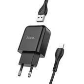 Ładowarki do telefonów - HOCO ładowarka sieciowa USB + kabel do Lightning 8-pin 2A N2 Vigour czarna - miniaturka - grafika 1