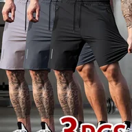 Inne - TEMU 3 szt. Męskie Szybkoschnące Szorty z Sznurkiem i Kieszeniami na Zamek - Oddychające i Odprowadzające Pot, Idealne na Siłownię, Trening, - miniaturka - grafika 1