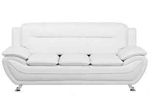 Beliani Sofa skóra ekologiczna trzyosobowa biała LEIRA - Sofy i kanapy - miniaturka - grafika 1