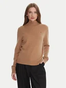 Swetry damskie - Tommy Hilfiger Sweter WW0WW47468 Beżowy Regular Fit - miniaturka - grafika 1