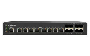 QNAP QSW-IM3216-8S8T łącza sieciowe Zarządzany 10G Ethernet (100/1000/10000) Czarny - Pozostałe akcesoria sieciowe - miniaturka - grafika 1