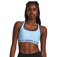 Biustonosze - Under Armour Damski biustonosz sportowy Crossback Mid-Impact, Blizzard / / Varsity Blue, XS - miniaturka - grafika 1