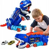 Samochody i pojazdy dla dzieci - Gigantyczny Tyranozaur Zabawkowy 3w1 Wyrzutnia Resoraków Tor Transporter - miniaturka - grafika 1