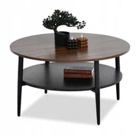 Ławy i stoliki kawowe - Stolik Kawowy Okrągły 80 Z Półką Renne XL Orzech Czarny Na Nogach Z Metalu - miniaturka - grafika 1