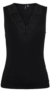 VERO MODA Vmrosa Sl V-Neck JRS Noos Top damski, czarny, XS - Koszulki i topy damskie - miniaturka - grafika 1