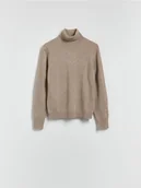 Swetry damskie - Reserved - Wełniany sweter z golfem - brązowy - miniaturka - grafika 1