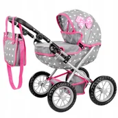 Wózki dla lalek - Kinderplay Wózek Dla Lalek Głęboki Gondola Składany Torba Regulowana Rączka - miniaturka - grafika 1