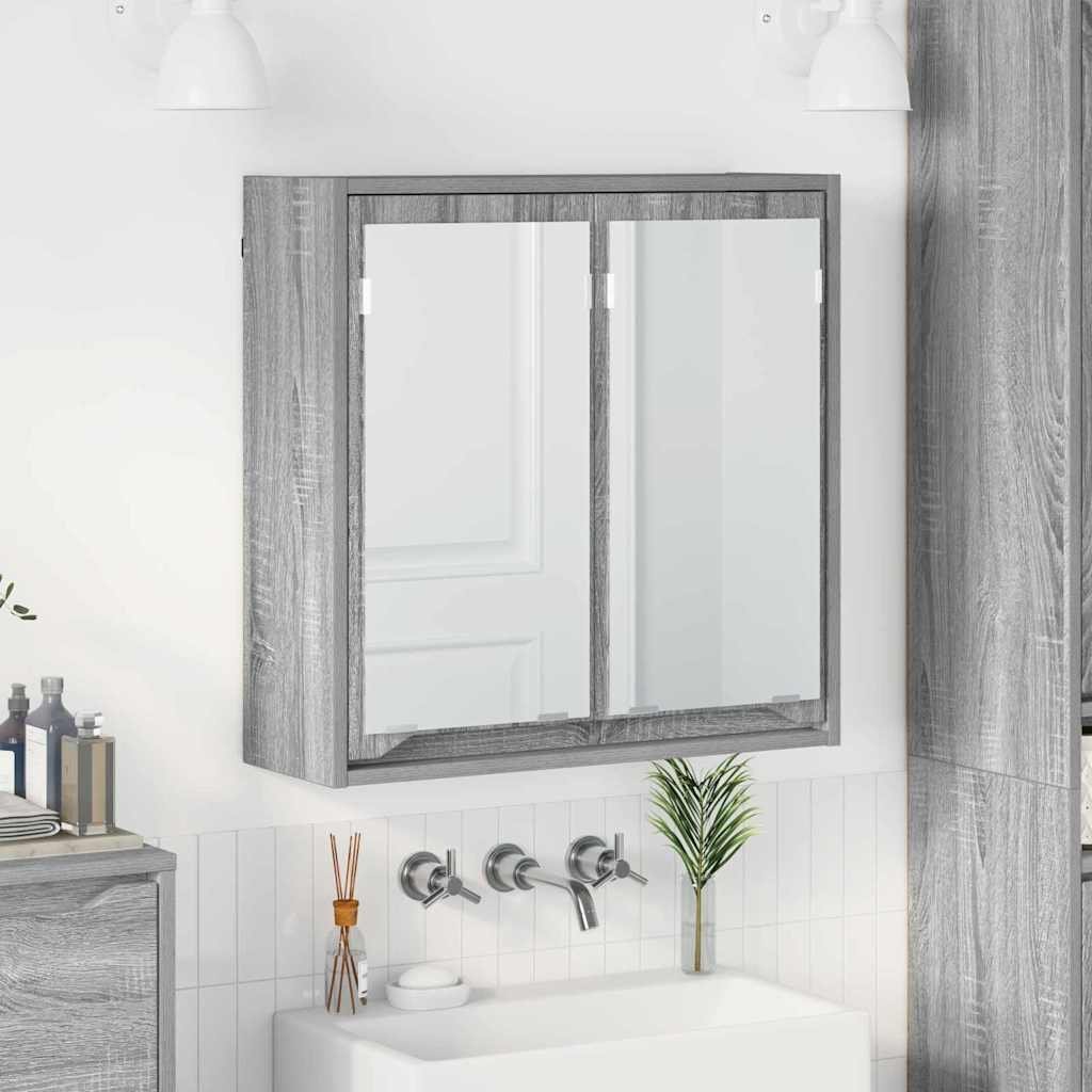 vidaXL vidaXL Szafka z lustrem do łazienki Szary Sonoma 60 x 20 x 60 cm