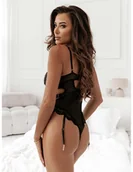 Body - Koronkowe body z pasami do pończoch VIVO - czarne - miniaturka - grafika 1