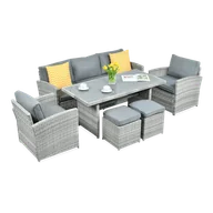 Meble ogrodowe - Zestaw z technorattanu BORNEO + PUFY Stone Grey - miniaturka - grafika 1