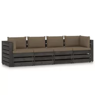 Sofy ogrodowe - vidaXL Ogrodowa sofa 4-os z poduszkami impregnowane na szaro drewno 3068224 - miniaturka - grafika 1