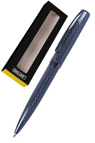 Online Długopis Eleganza Diamond Night I wysokiej jakości metalowy długopis, niebieski, wymienny wkład o dużej pojemności, metalowy klips, kolor tuszu czarny, nadaje się do dokumentów, w zestawie