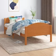 Łóżka - shumee shumee Rama łóżka miodowy brąz lite drewno sosnowe 100 x 200 cm - miniaturka - grafika 1