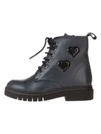 Botki damskie - lamino Skórzane botki w kolorze granatowym - miniaturka - grafika 1