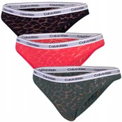 Majtki damskie - CALVIN KLEIN BRAZYLIANY DAMSKIE MAJTKI 3PK CZARNE/CZERWONE/ZIELONE r.XS - miniaturka - grafika 1