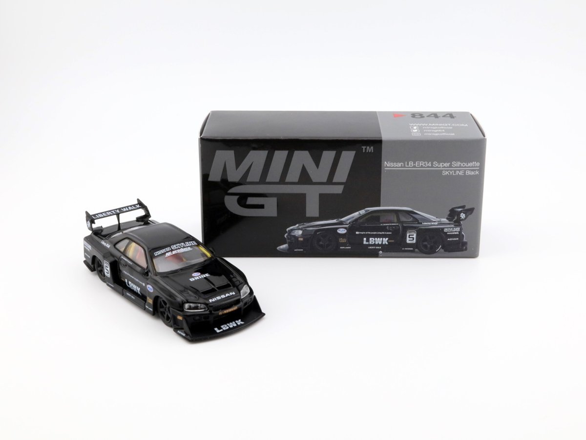 MINI GT Nissan LB-ER34 Super Silhouette Skyline Black RHD MGT00844-R MiniGT