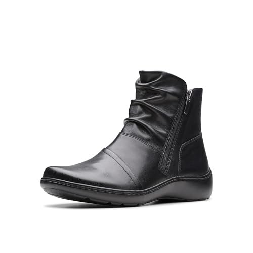 Clarks Cora Pace Damskie sztyblety, Czarna skóra, 37 EU