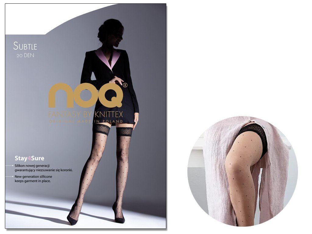 Pończochy Samonośne W Kropki Subtle 20 Den Natural Nero 3-4