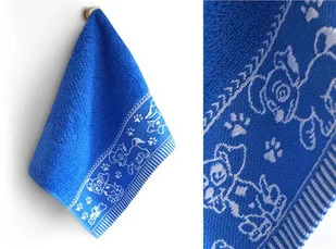 Ręcznik 30x50 Pieski w akcji denim niebieski frotte bawełniany dziecięcy do przedszkola Greno Kids - Ręczniki - miniaturka - grafika 1