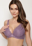 Biustonosze - Fioletowy Biustonosz Push Up z Koronką Pelotia - miniaturka - grafika 1