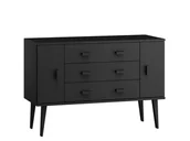 Komody - Komoda sosnowa drewniana Venuci nr3 155 cm 3s czarna - miniaturka - grafika 1