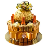 Zestawy upominkowe - Zestaw prezentowy Tort Ferrero Rocher Merci na Urodziny Święta Walentynki Ślub Dla Mamy Taty - miniaturka - grafika 1