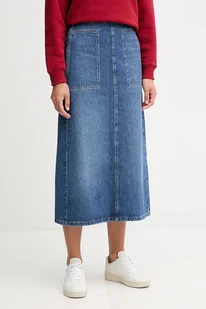 Tommy Hilfiger spódnica jeansowa bawełniana kolor niebieski midi prosta WW0WW46737 - Spódnice - miniaturka - grafika 1