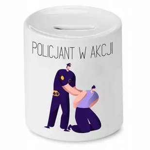 SKARBONKA DLA POLICJANTA POLICJANT W AKCJI PREZENT z Nadrukiem ze Zdjęciem - Skarbonki - miniaturka - grafika 1