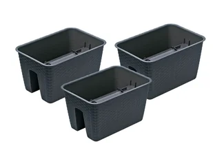 Prosperplast Donica balustradowa Ratolla Railing, 3 elementy (Prostokątny, Antracytowy) - Skrzynie ogrodowe - miniaturka - grafika 1