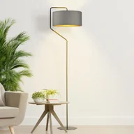 Lampy stojące - Skandynawska lampa podłogowa z szarym abażurem TESALLIA GOLD - miniaturka - grafika 1