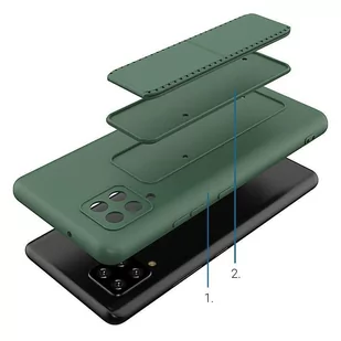 Wozinsky Kickstand Case elastyczne silikonowe etui z podstawką Samsung Galaxy A42 5G granatowy - Etui i futerały do telefonów - miniaturka - grafika 3