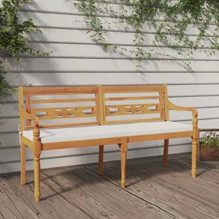 vidaXL Ławka Batavia z poduszką, 150 cm, lite drewno tekowe - Ławki do przedpokoju - miniaturka - grafika 1