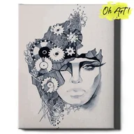 Malowanie po numerach - Obraz Malowanie po numerach NA RAMIE, 40x50, Koła zębate w głowie | Oh Art! - miniaturka - grafika 1
