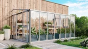 Szklarnie ogrodowe - VITAVIA szklarnia przyścienna Helena 11900, srebrna - (11,9 m2; 2,66 x 4,60 m) + baza - miniaturka - grafika 1