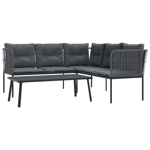 Zestaw wypoczynkowy ogrodowy L 176 x 175 x 75 cm, czarny i antracytowy