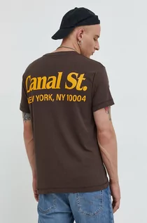 Koszulki męskie - Jack & Jones t-shirt bawełniany JORRIVERSIDE kolor brązowy z nadrukiem - grafika 1
